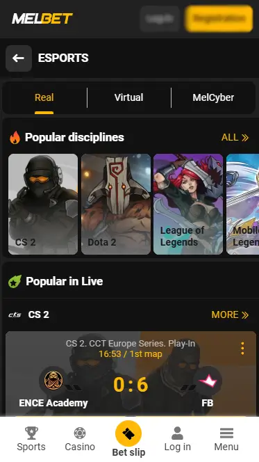 Melbet Mobile Esports Page