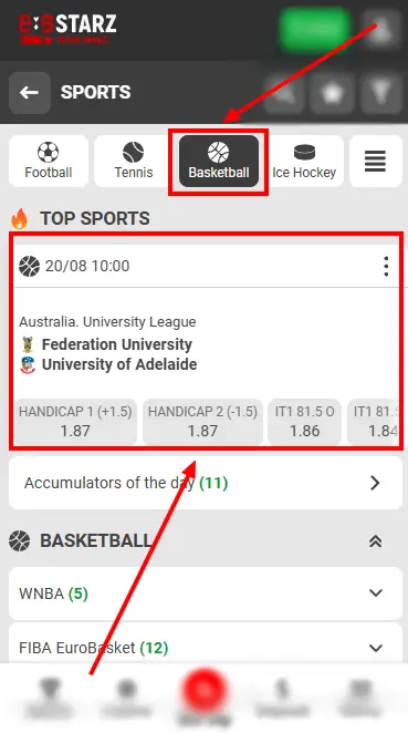 888starz Basketball Page On Sports Betting