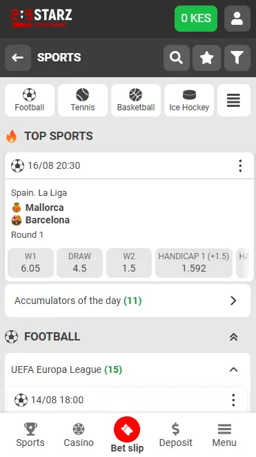 888starz App Sports Page