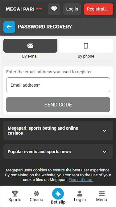 megapari password recovery