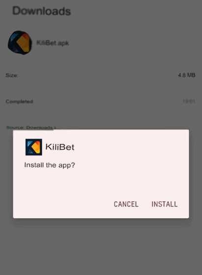 Kilibet installing pop-up