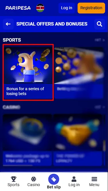 Paripesa Bonus Series of Losing Bets Offer