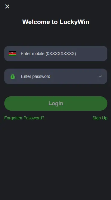 LuckyWin app Kenya login process