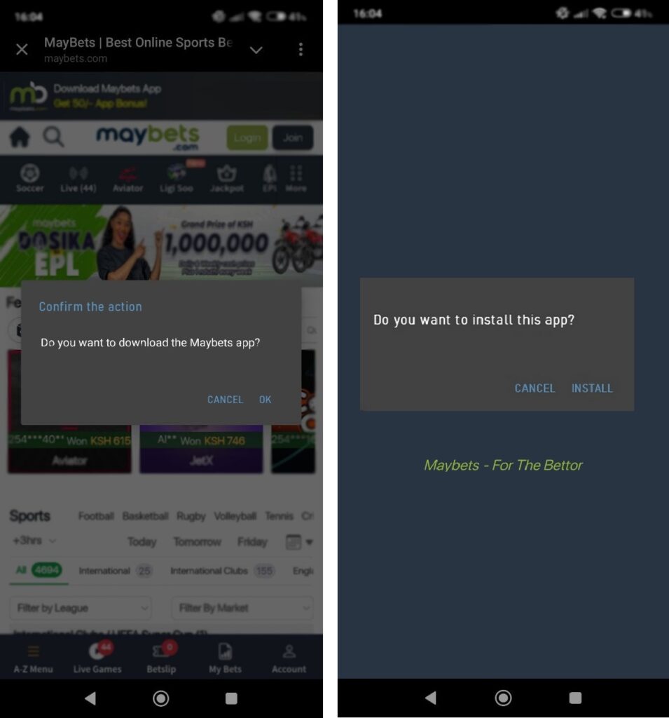 MayBets download+install