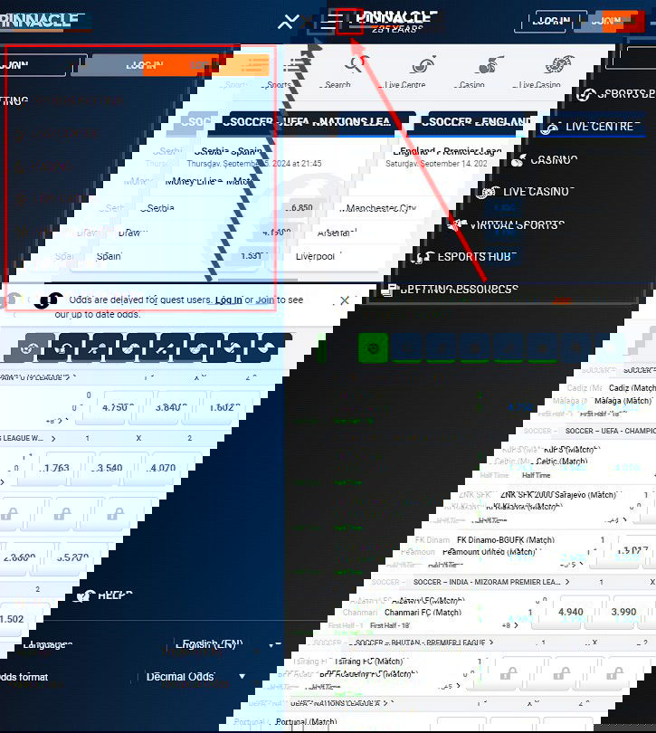 pinnacle mobile version site