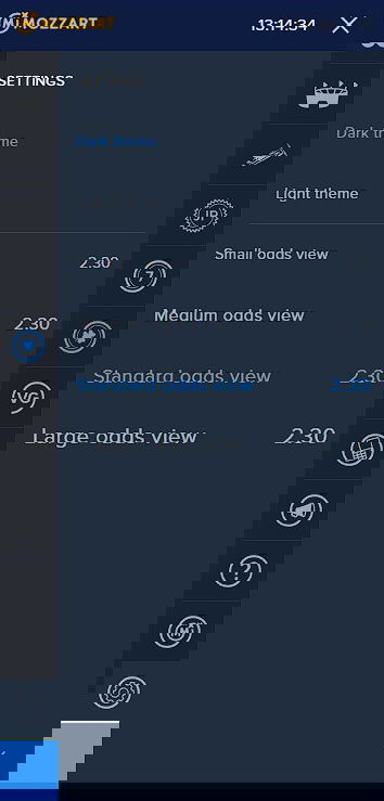 MozzartBet settings