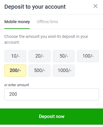OdiBets deposit page