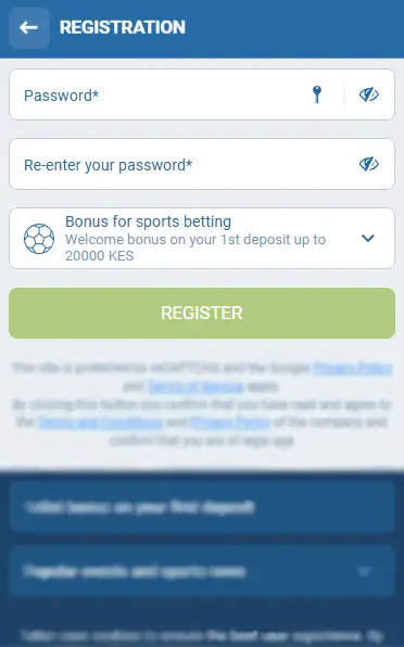 1xBet Registration Form