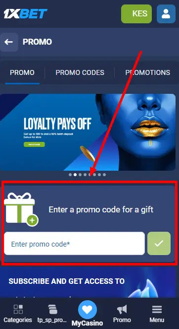 1xBet - Promocode Page
