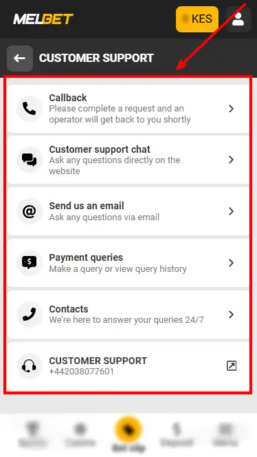 Melbet Customer Support Page