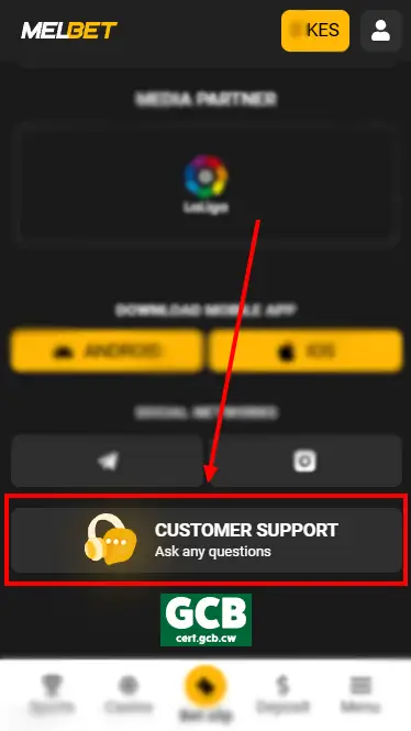 Melbet Customer Support Button