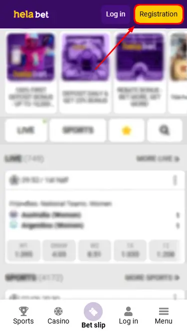 Helabet Registration Button