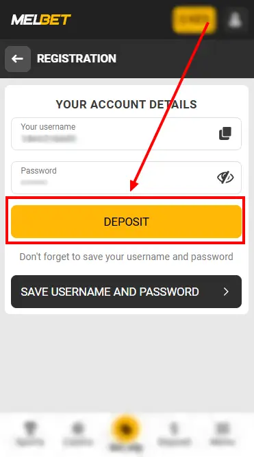 Deposit Button After Registration At Melbet