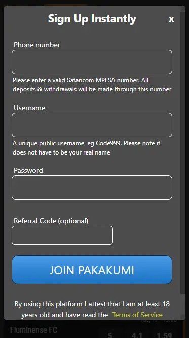 Pakakumi Registration Form