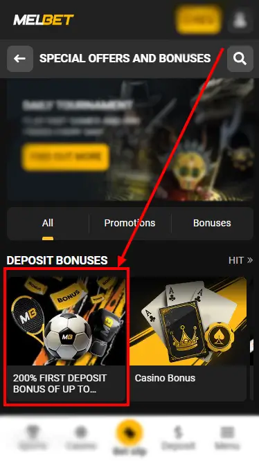 Sports Welcome Bonus Button At Melbet