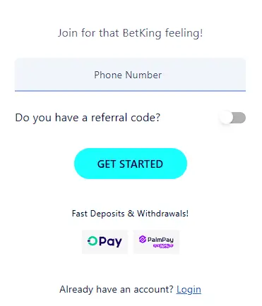 betking registration form