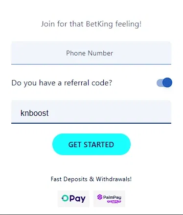 betking promo code field
