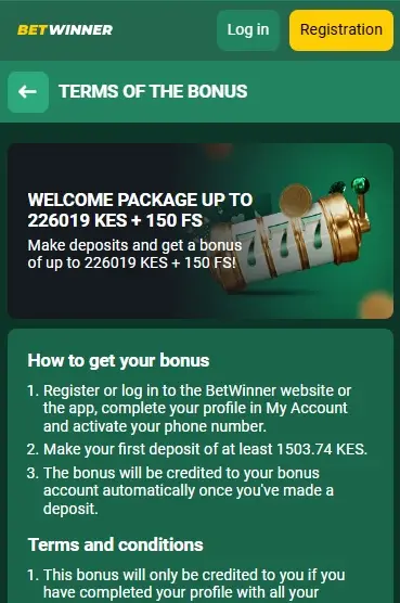 Betwinner Casino Welcome Package