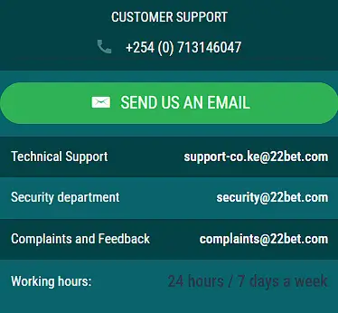 22bet customer support 