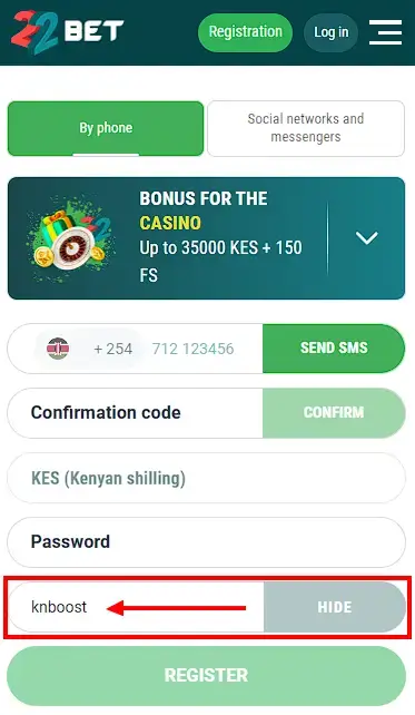 How to apply promo code on 22bet?