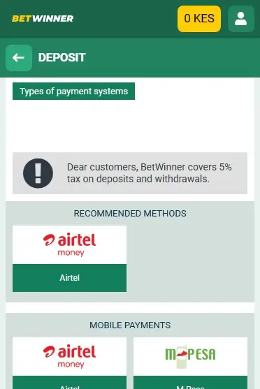 Betwinner Deposit Methods