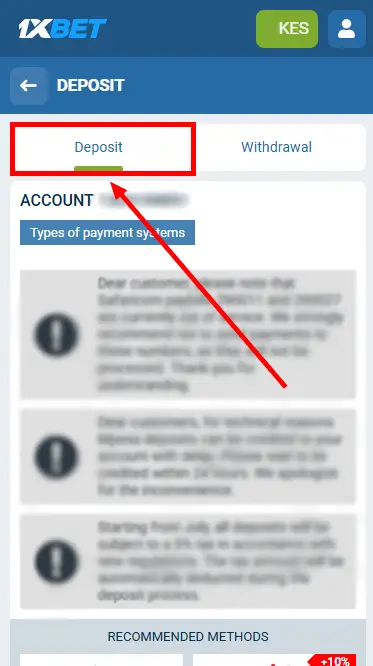 1xBet - Deposit Page Kenya
