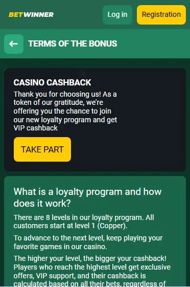 Betwinner Casino Cashback