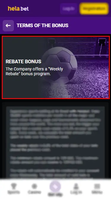 Helabet Rebate Bonus