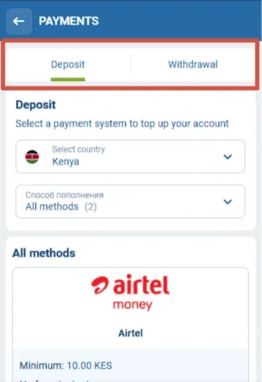 How to deposit on the 1xBet Casino Kenya?