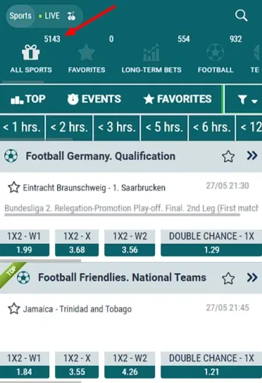 22bet Sports Betting Options