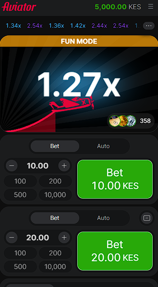 Betika Aviator Main Screen