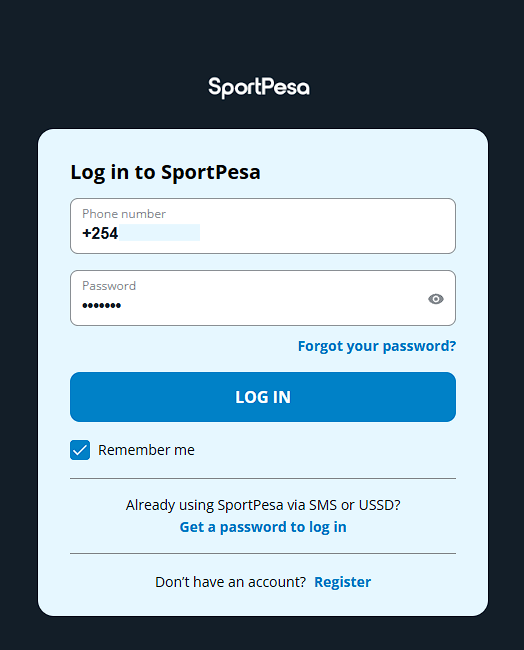 SportPesa site login