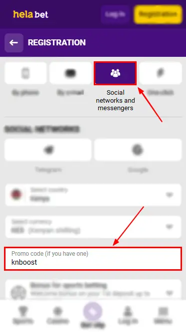 Helabet Promo Code Activation via Social Networks
