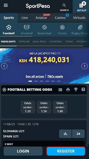 SportPesa Mobile App Register