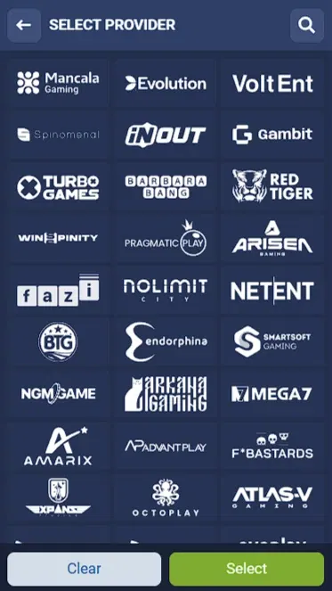 What providers can I find on the 1xBet Casino Kenya?