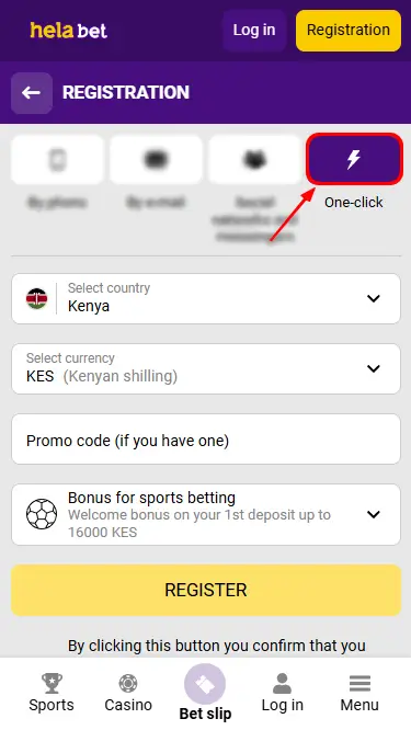 One-click Account Registration Process