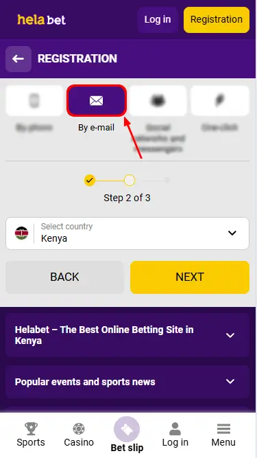 Helabet Registration Process via E-mail