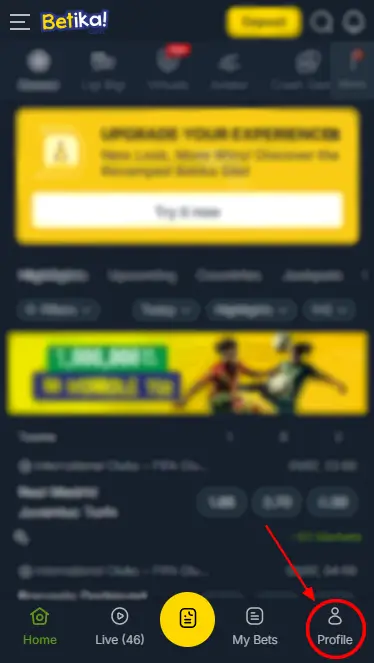 Betika Profile Button