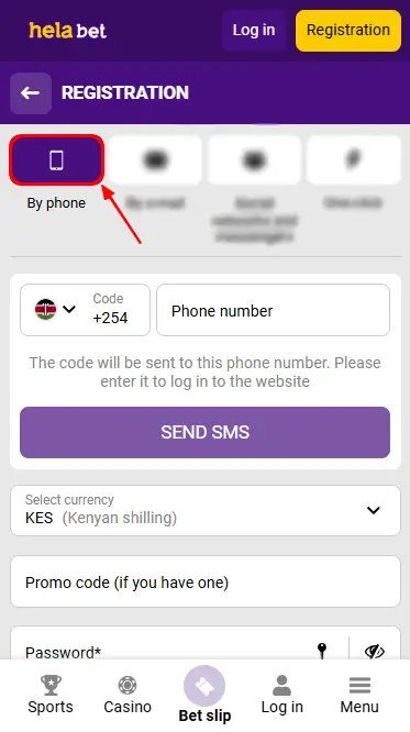 Helabet Registration by Phone Number