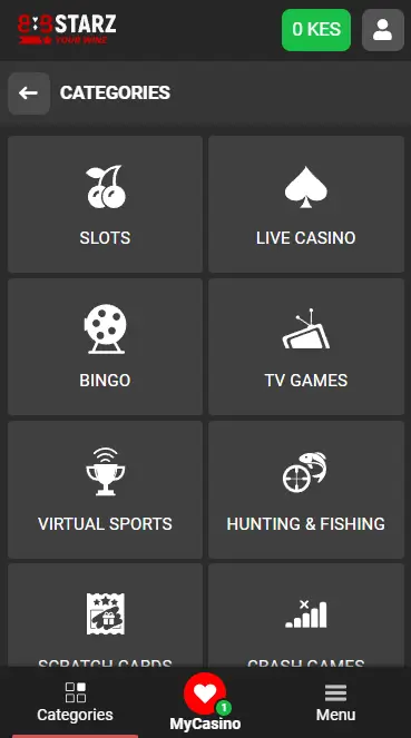 888Starz casino section Kenya 2025