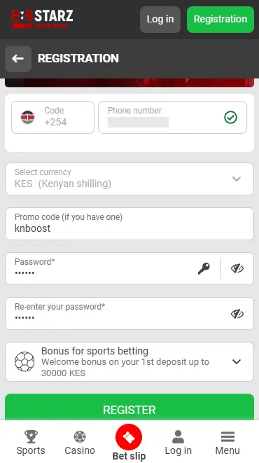 888Starz registration form Kenya