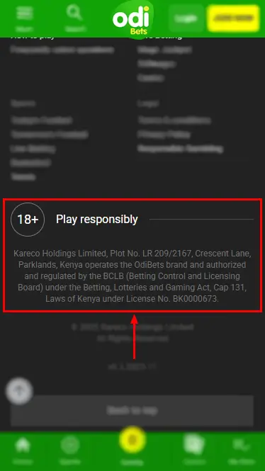 Information about the OdiBets License