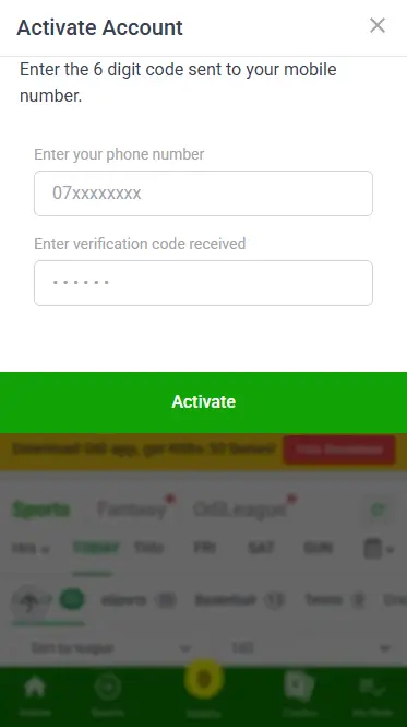 OdiBets Verification via SMS