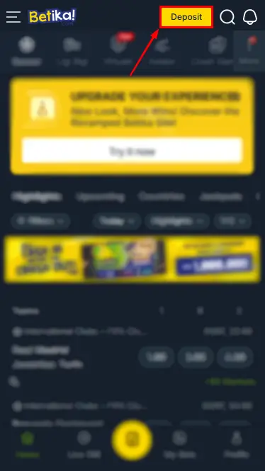 Betika Deposit Button