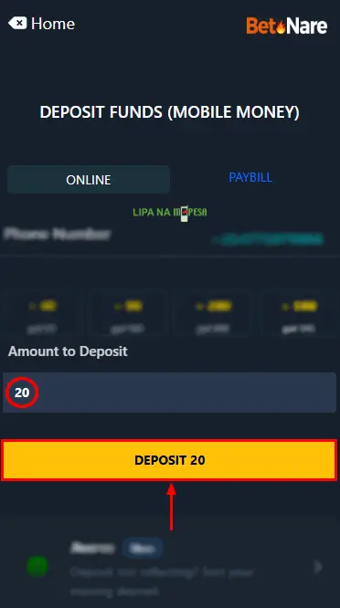 BetNare Deposit Making