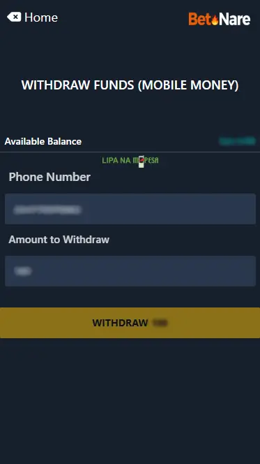 BetNare Withdraw Funds