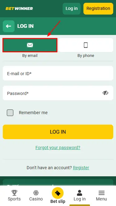 Betwinner Login via Email