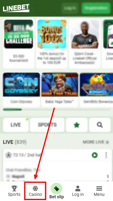 Linebet Aviator Kenya - Casino Button