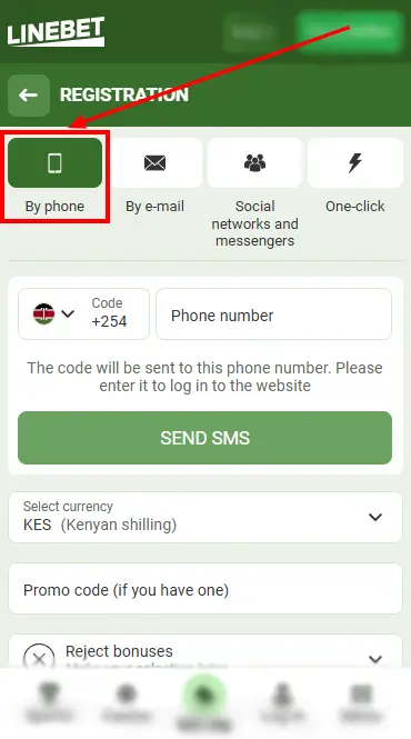 Linebet Aviator Kenya - Registration Form By Phone Number