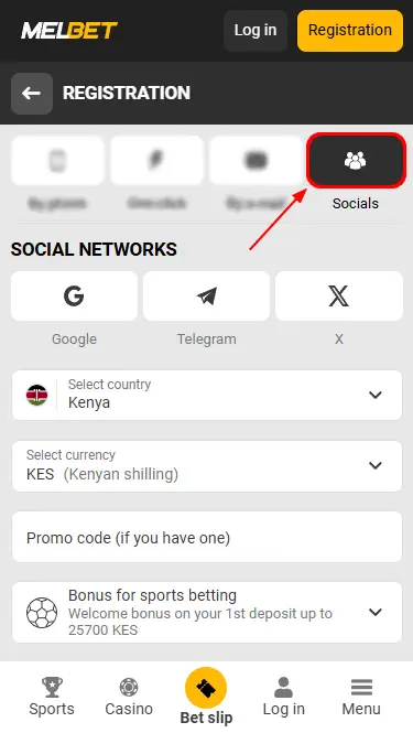 Melbet Registration With Social Networks and Messangers